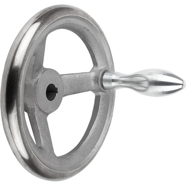 Kipp Handwheel DIN950, D1=315 Reamed W Slot D2=26H7, B3=8, T=29, 3, Cast Iron, Comp:Steel, Machine Handle K0671.3315X26